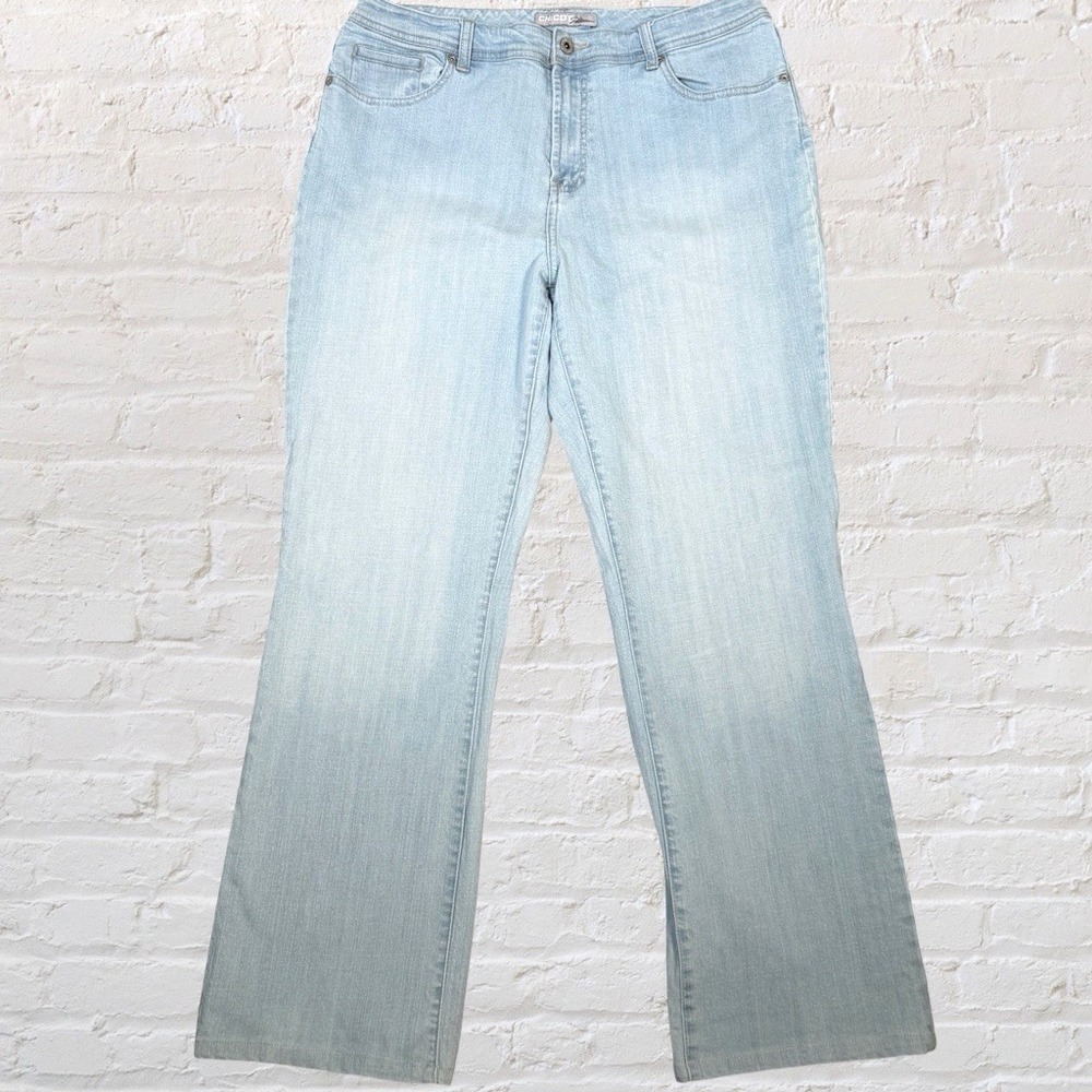 Chico's Platinum Bootcut Jeans Size 14R 2.5 Light Blue Stretch Modern Casual